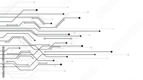 Technology black circuit diagram concept. High-tech circuit board connection system . Vector abstract technology on a white background.