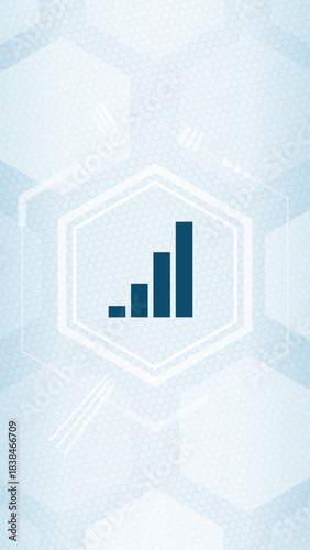Business Growth and Success Bar Chart Vector Icon on Modern Hexagon Background