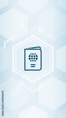 Global Travel Passport Vector Icon on Modern Hexagonal Background