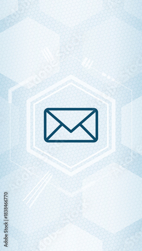 Modern Email and Communication Vector Icon Design on Hexagonal Background