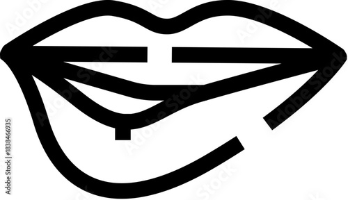 Lips biting showing desire and flirtation line icon
