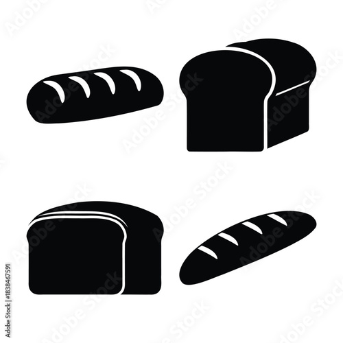 Bakery product outlines: baguette and sandwich bread shapes