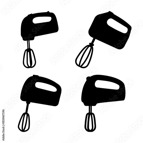 Hand mixer silhouette icons for baking and cooking tasks