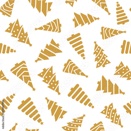 Christmas trees seamless pattern on white background. Design template for wallpaper,fabric,wrapping, textile