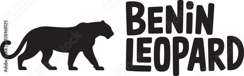 Benin leopard walking left side view vector silhouette on transparent background