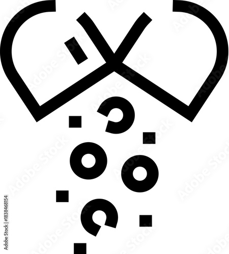 Capsule breaking open releasing medication pellets vector icon
