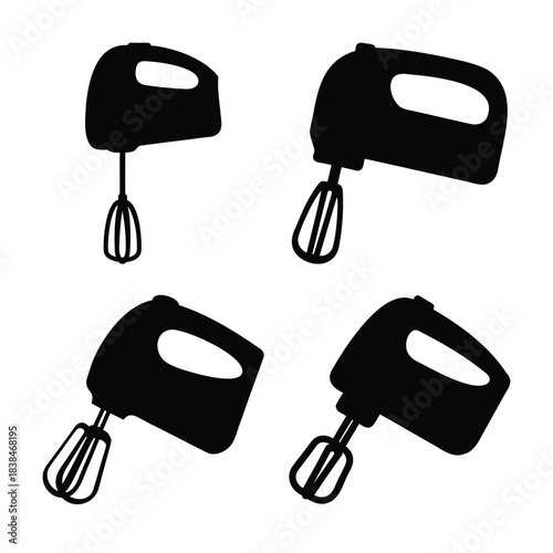 Hand mixer silhouette icons for baking and cooking tasks