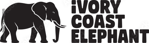 Ivory Coast elephant African animal national symbol vector silhouette illustration