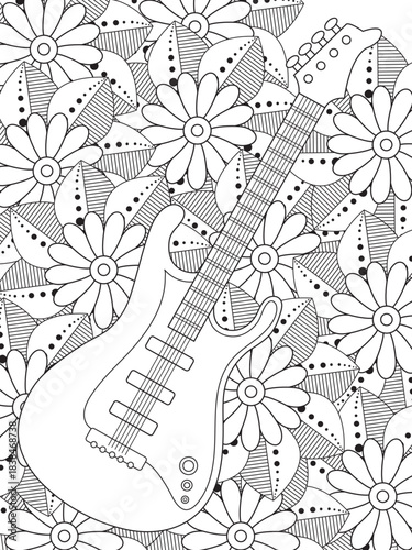 Guitar coloring pages  Premium vector