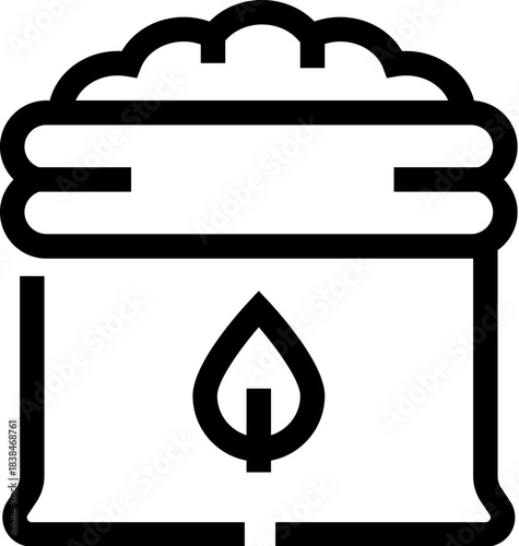 Sack of organic fertilizer with leaf icon