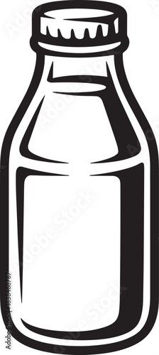 Milk bottle with cap vector illustration for dairy products and beverage packaging design