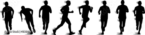 vector silhouettes Running men 