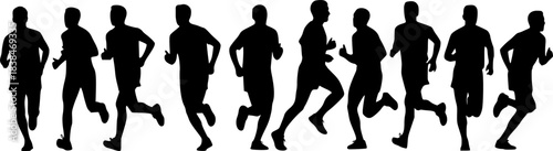 vector silhouettes Running men 