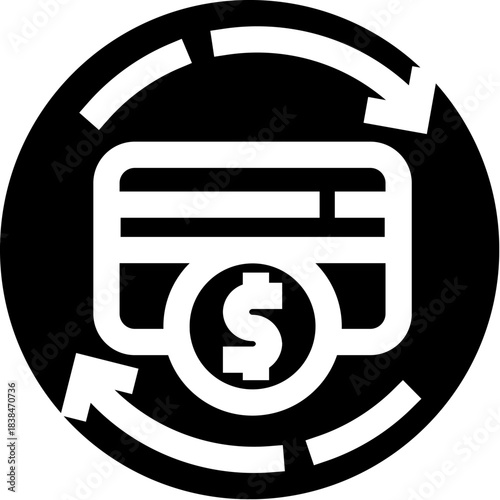 Credit card payment refund cycle with dollar sign