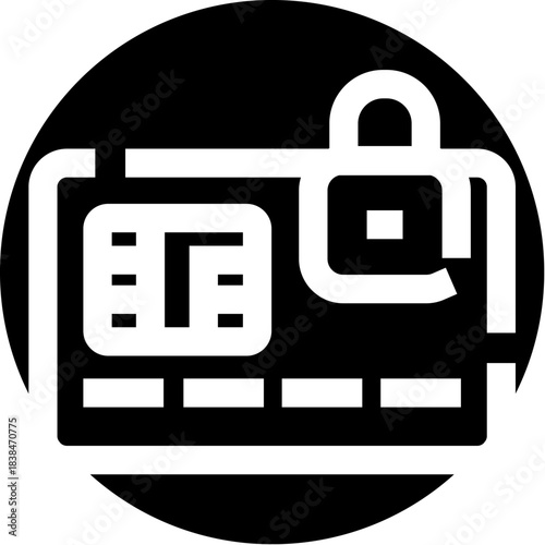 Secure credit card transaction icon protecting financial data