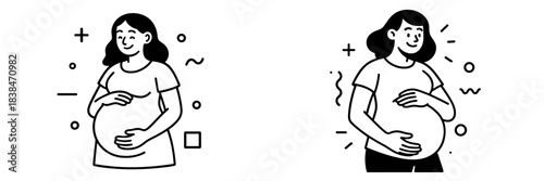 Expecting mother in active poses showcasing joy and anticipation