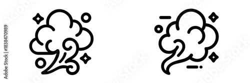 Abstract vector illustrations of swirling smoke in black and white