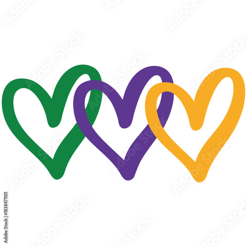 Mardi Gras Hearts T-Shirt Design