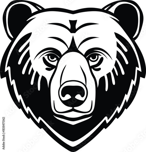 bear animal face logo silhouette vector illustration
