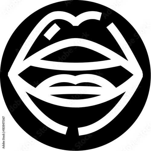 Lips icon representing speech communication and sensuality logo