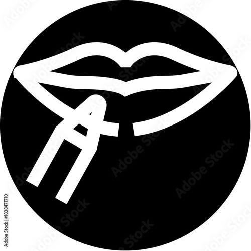 Lips outlining letter a for communication symbol