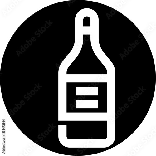 Minimalist wine bottle alcohol drink pictogram icon