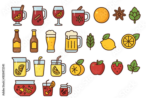 Refreshing drinks and fruits displayed in various forms at a summer gathering in a cheerful setting