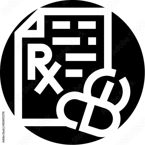 Medical prescription costs with rx symbol and dollar sign