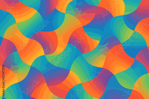 Colorful wave pattern with bright hues arranged in a flowing design across the surface creating a dynamic visual experience