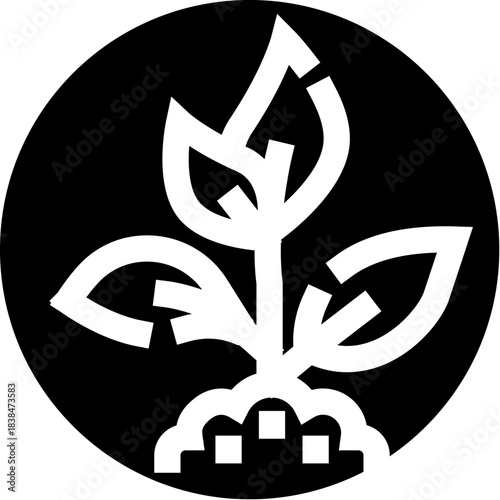 Growing plant seedling sprout in soil icon