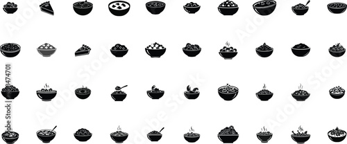 Food and drinks silhouette vector icons for menu, infographics, design elements etc.