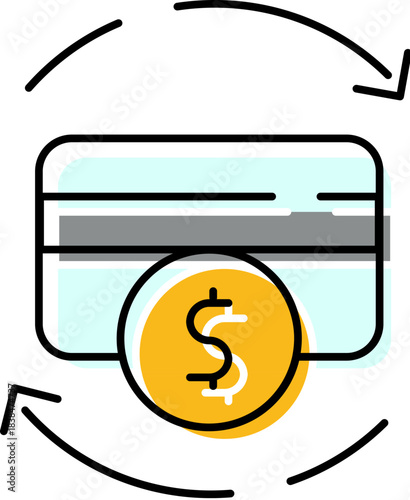 Credit card cashback exchange and refund icon concept