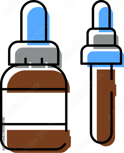 Skincare product packaging with dropper bottle illustration