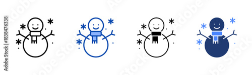 Snowman icon set multiple style collection