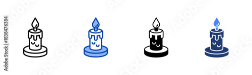 Candles icon set multiple style collection