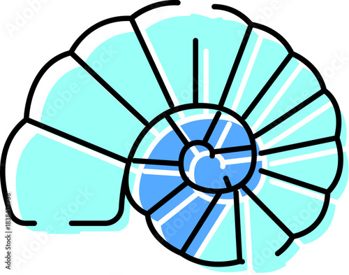 Ammonite fossil shell spiral drawing paleontology icon