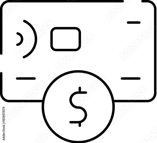 Credit card contactless payment transaction with dollar currency icon