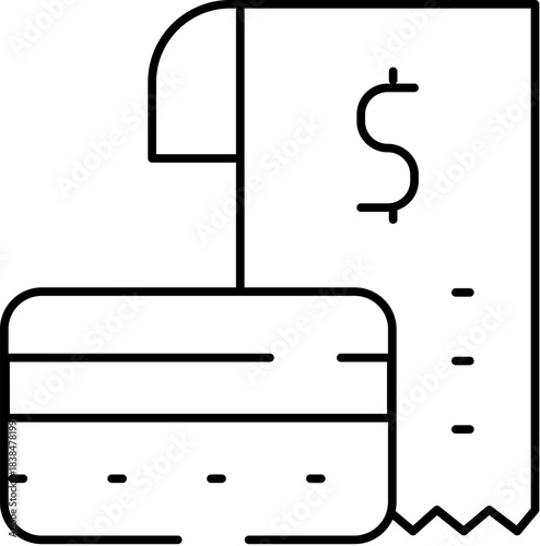 Credit card payment transaction with paper receipt icon