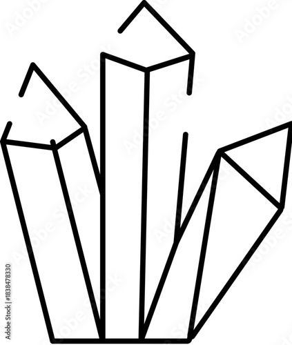 Abstract crystal cluster line art geometric icon design