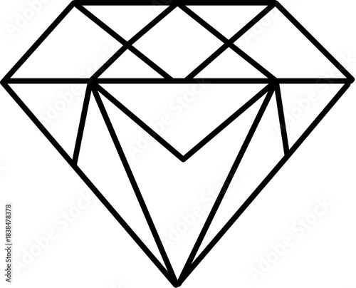 Diamond line art icon representing luxury wealth and value