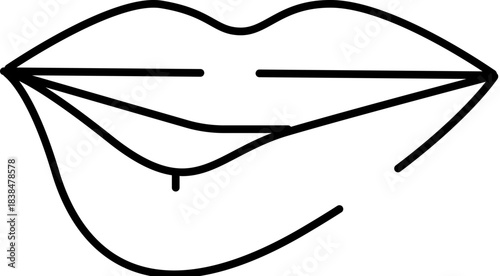 Biting lip line art showing desire and sensuality