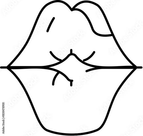 Female lips line art drawing concept
