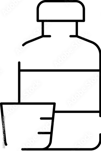 Cough syrup bottle with measuring cup for medication