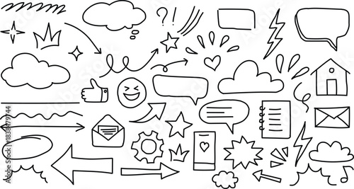 Hand Drawn Doodle Elements For Design And Communication