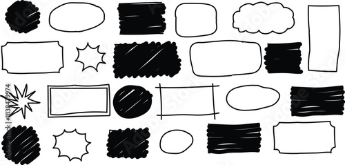 Hand Drawn Doodle Shapes and Speech Bubbles text box