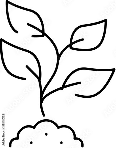 Young plant sprout growing from fertile soil icon