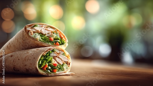 Delicious chicken wraps with fresh ingredients