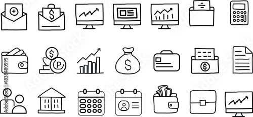 Business and Finance Icons Set Keywords: business, finance, money, wallet, coins, graph, chart