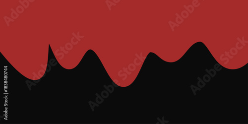 Abstract red background vector illustration of a summer sunset nature landscape design with mountain silhouettes