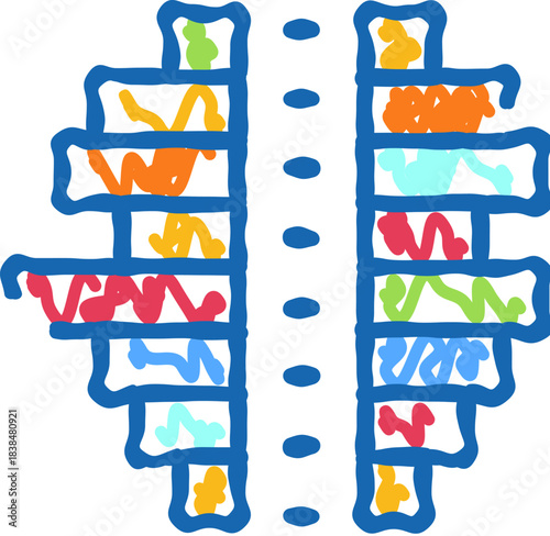 Brain activity mapping icon showing eeg waves